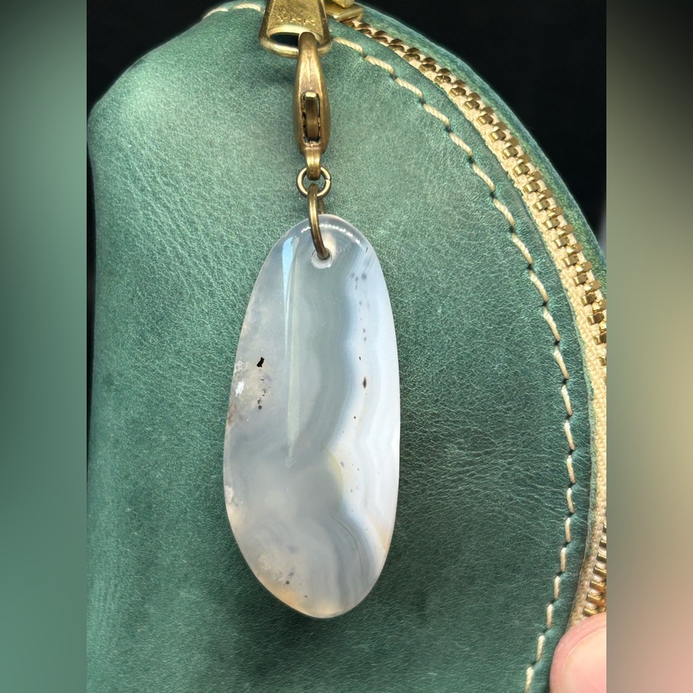 Montana Agate Pendant or Bag charm with bronze hardware